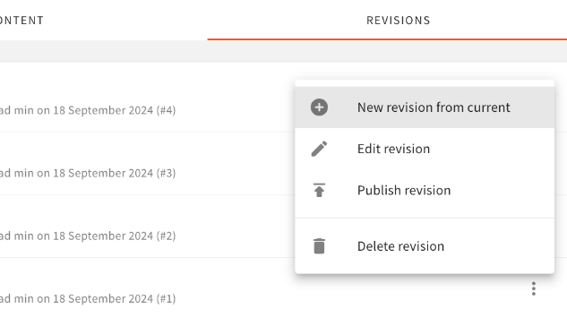 Revisions List Actions